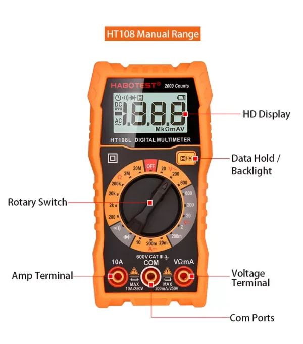 HABOTEST HT108L PIC2 مولتی متر دیجیتال HABOTEST مدل HT108L - Image 2
