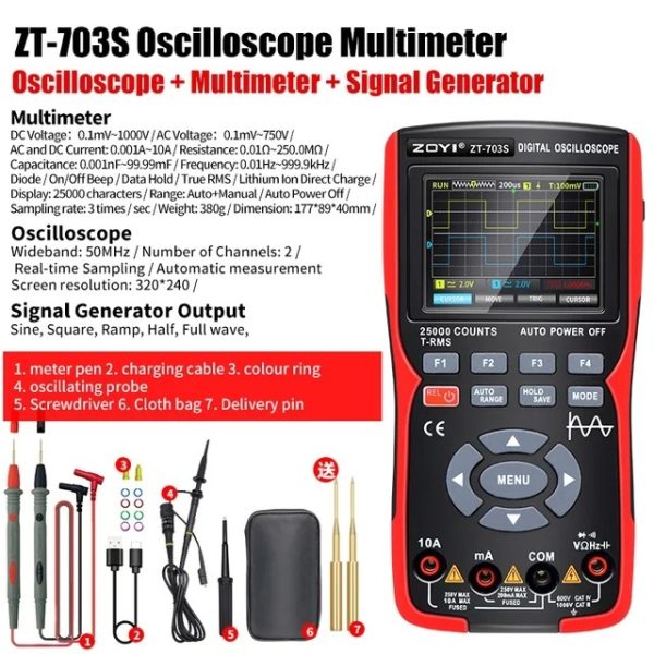 104888 اسیلوسکوپ ZOYI مدل ZT-703S - Image 1