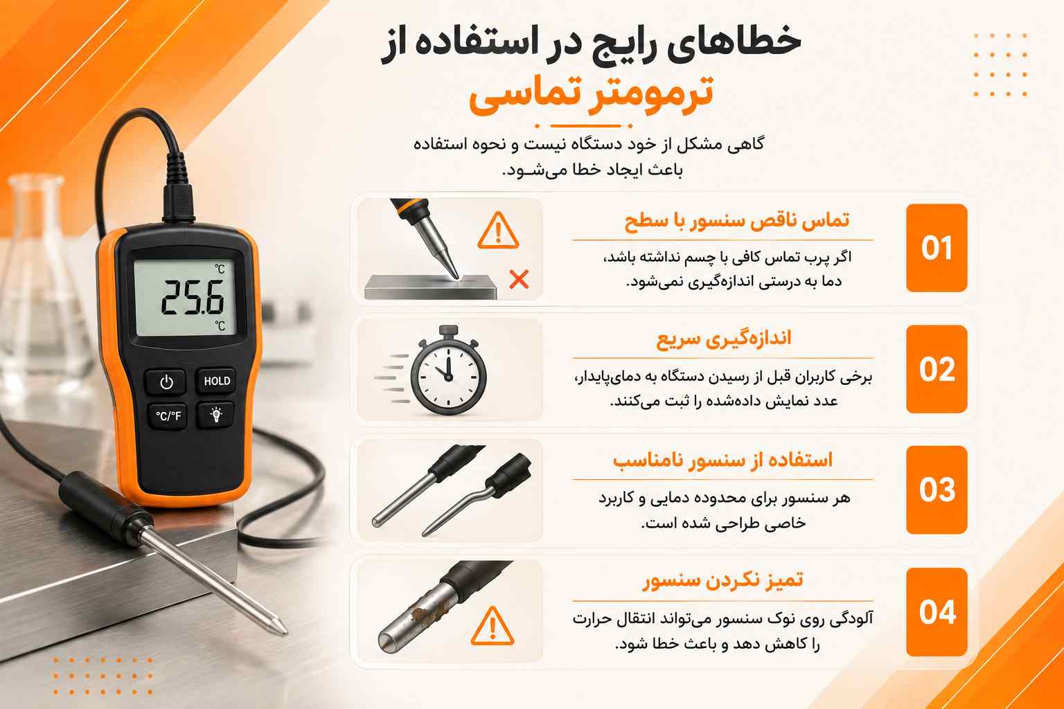 خطاهای رایج در استفاده از ترمومتر تماسی